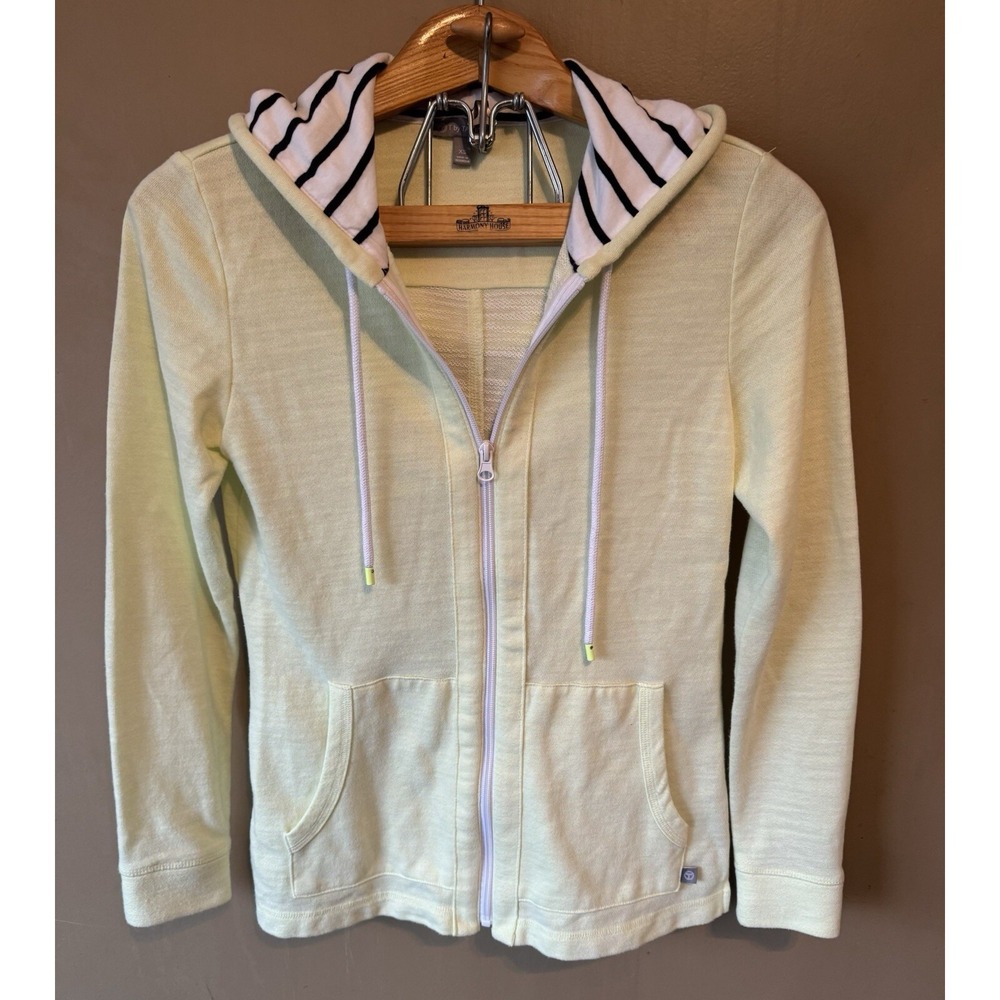 T by‎ Talbots Hoodie Women's Size XS Pastel Mellow Yellow Full Zip Cotton Blend